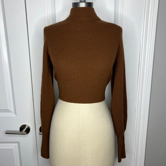 Reformation Cashmere Osteria Open Back Tie Sweater Cinnamon Brown Size Small - Picture 5 of 11